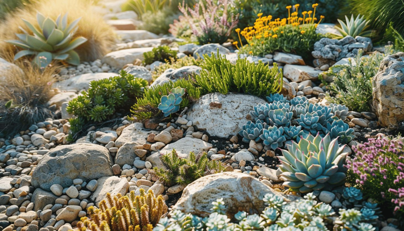 Création de jardins secs économes en eau techniques et plantes adaptées
